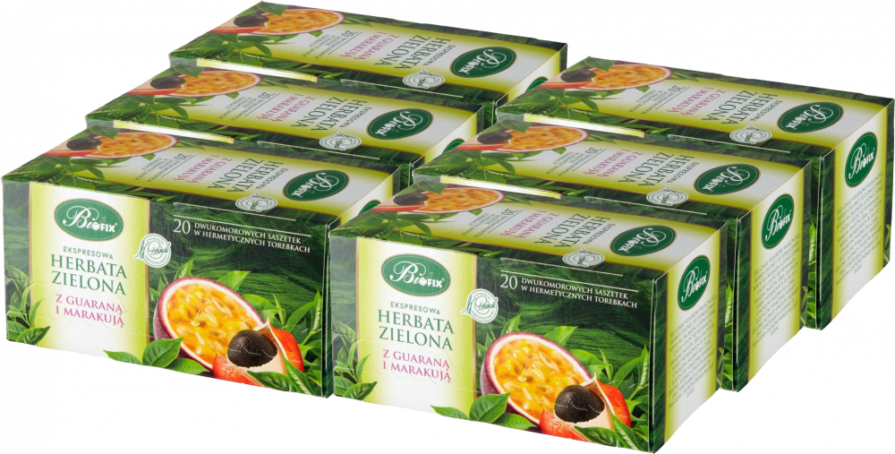 6x Bi fix Premium ZIELONA Z GUARANĄ I MARAKUJĄ Herbata ekspresowa 20 x 2g
