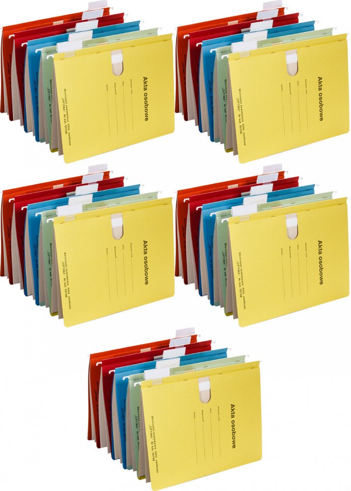 5x Skoroszyt kartonowy zawieszany Spiral, A4, do akt osobowych, 230g/m2, niebieski