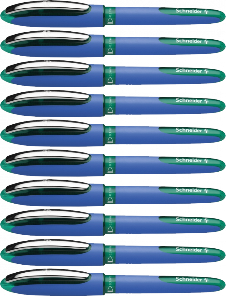 10x Pióro kulkowe Schneider One Hybrid C, 0.3 mm, zielony