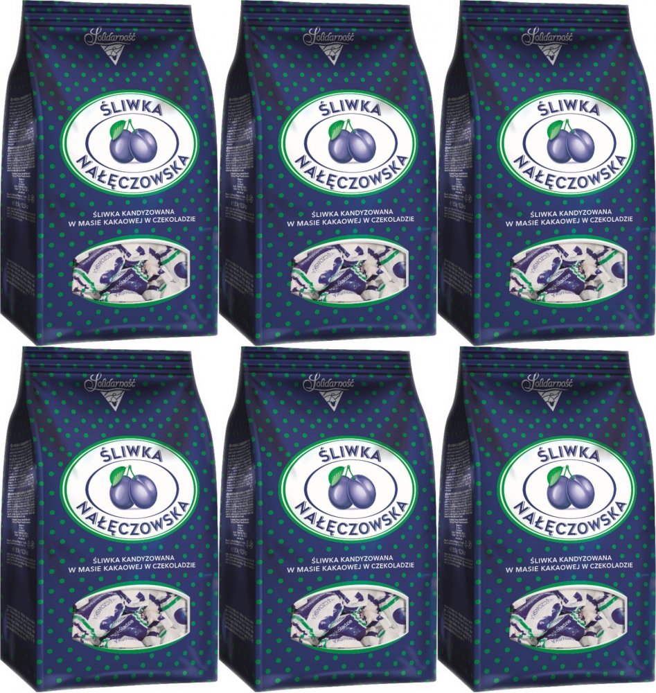 6x Cukierki Śliwka Nałęczowska Solidarność, w czekoladzie, 350g