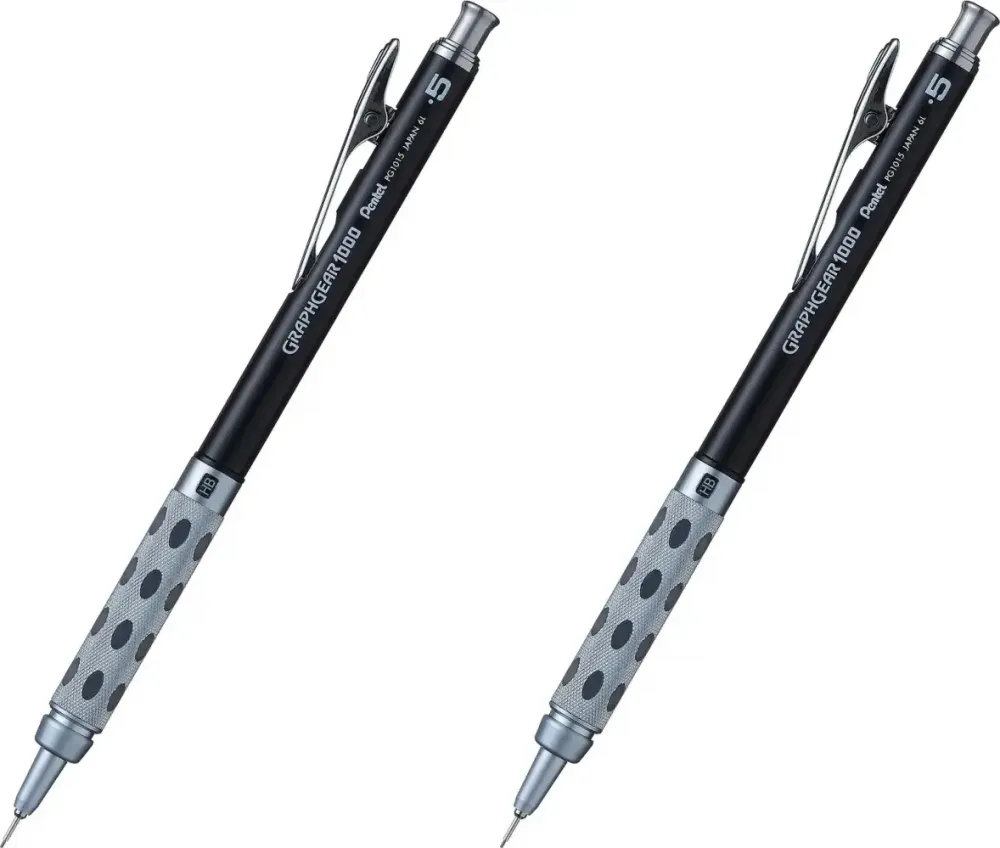 2x Ołówek automatyczny Pentel Graphgear 1000, 0.5mm, z gumką, czarny