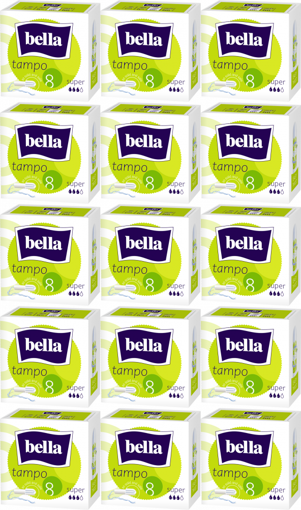15x Tampony Bella, rozmiar super, 8 sztuk