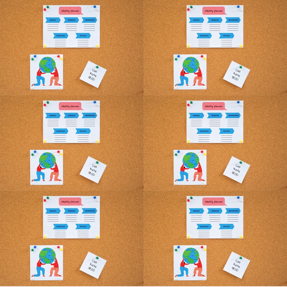 6x Tablica korkowa MemoBe, w ramie drewnianej, 70x60cm, brązowy