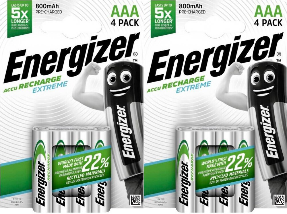 2x Akumulator Energizer Extreme, AAA, 1.2V, 800mAh, 4 sztuki