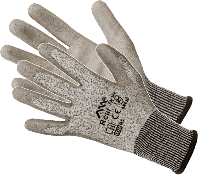 Rękawice robocze Art-Mas RCUT KAT.2, antyprzecięciowe, powlekane, rozmiar 8, szary