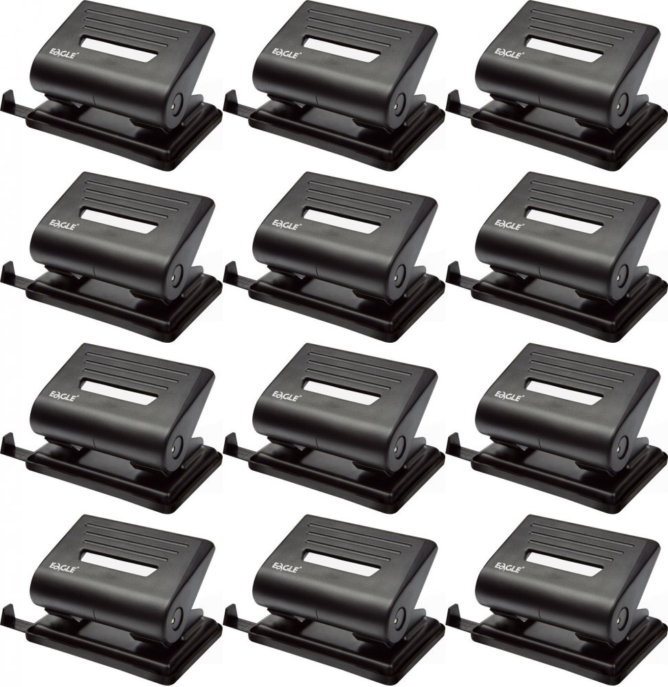 12x Dziurkacz Eagle 837, do 25 kartek, czarny