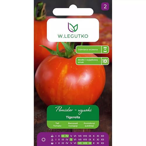 1 pac, Roșie Tigerella - Semințe: Mod de ambalare: 0.2 g