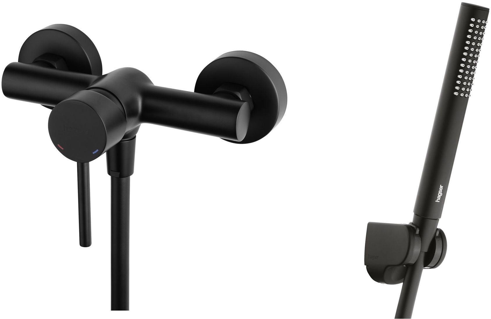 Zestaw Hagser Lisa bateria prysznicowa ścienna z kompletem natryskowym Mia Birgit czarny mat HGR58000036 - Wysyłka w 24h
