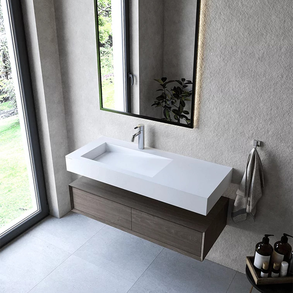 Cristalstone Linea Ideal umywalka 110x45 cm ścienna prostokątna biały U1100-MBLOLB