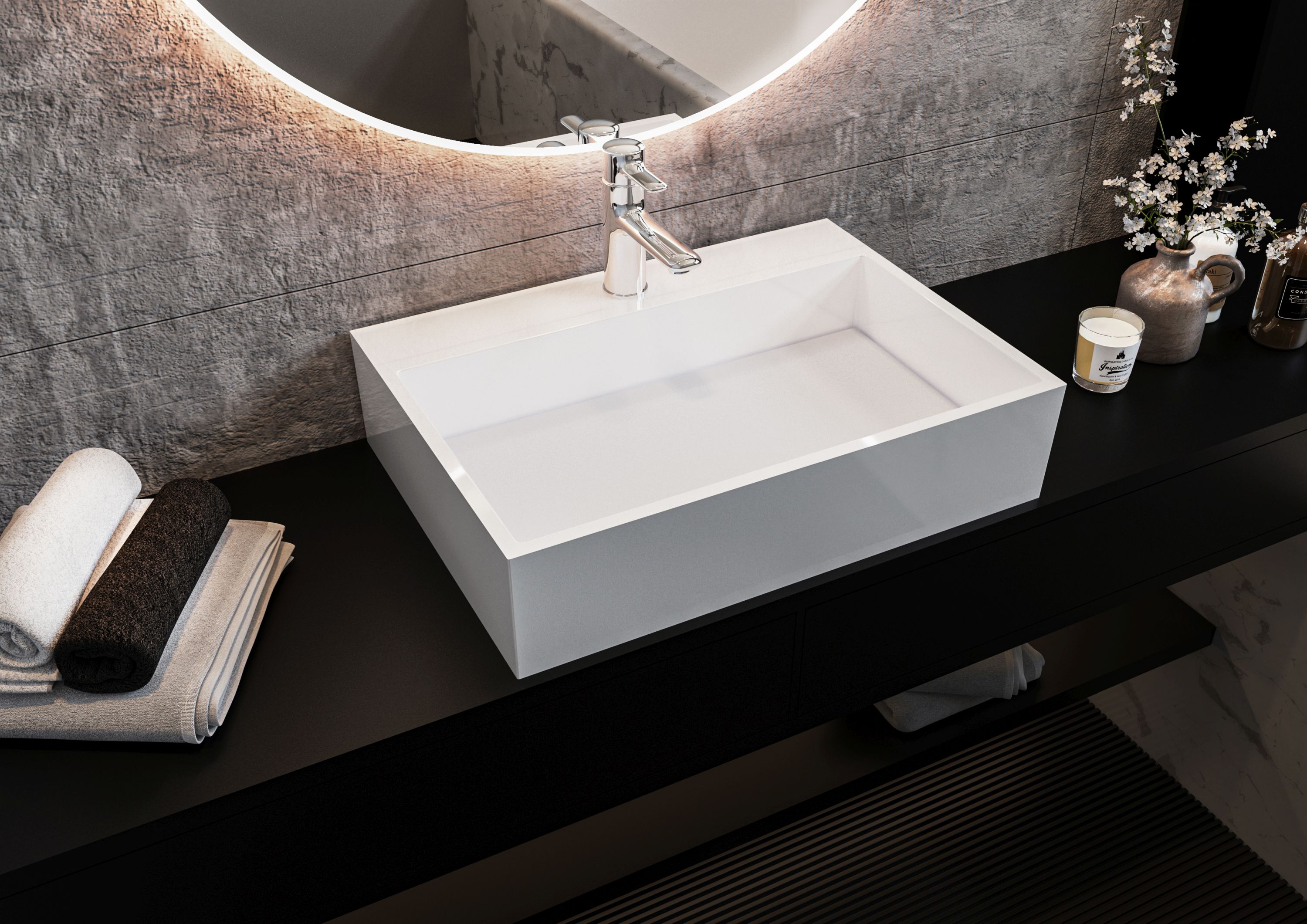 Miraggio Mares umywalka 59x42,6 cm nablatowa prostokątna biały połysk 0000213