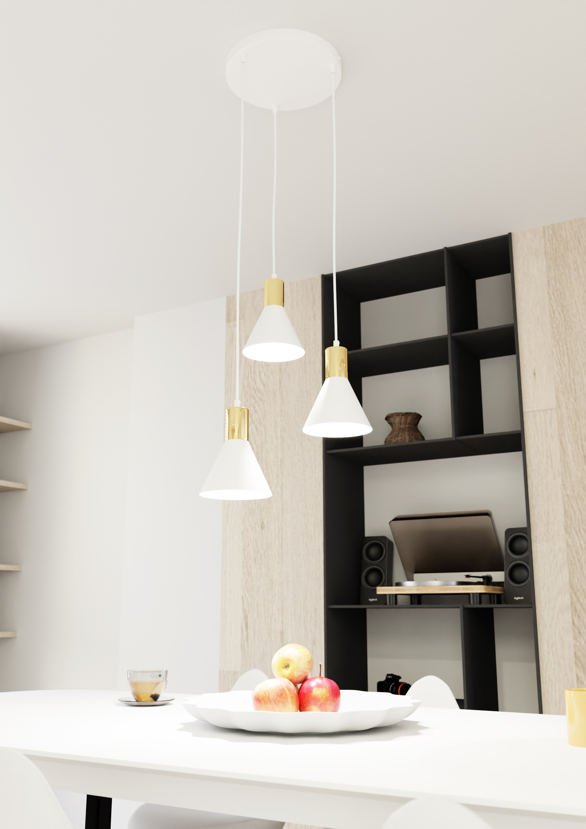 Emibig Rosa lampa wisząca 3x10 W biała 1389/3PREM