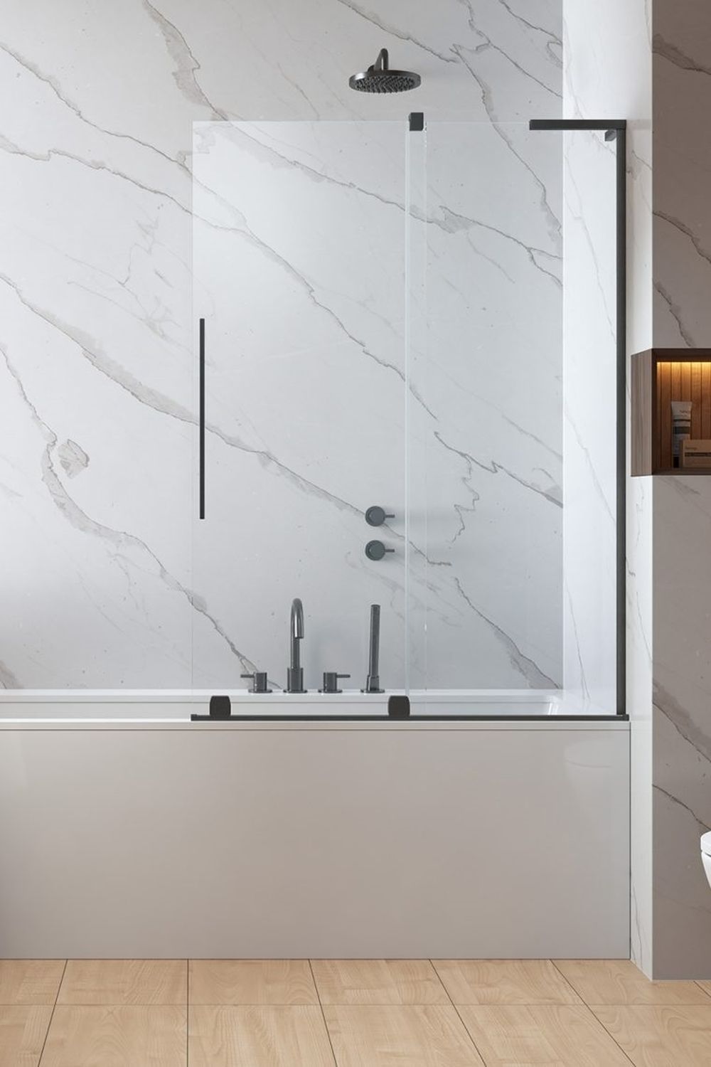 Radaway Furo SLPND II parawan nawannowy 100 cm prawy gunmetal szczotkowany/szkło przezroczyste 10309538-92-01R/10112494-01-01