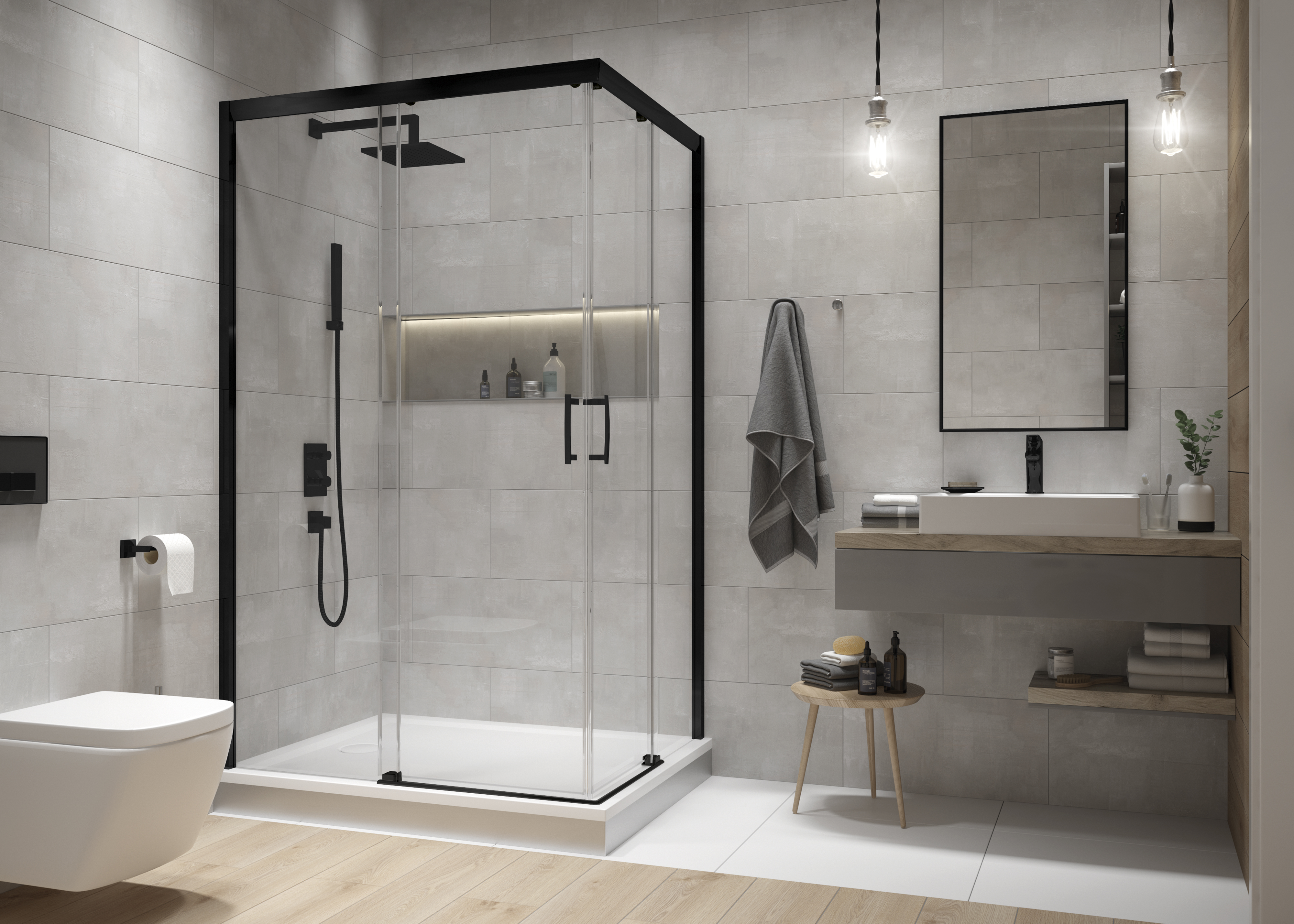 Sanplast Free Zone KN/Freezone-80 kabina prysznicowa 80x80 cm kwadratowa czarny mat/szkło przezroczyste 600-271-3500-59-401 - Wysyłka w 24h