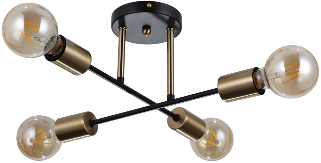 Italux Formio lampa wisząca 4x40 W czarny mat/mosiądz miodowy PND-4052-4-BL-HBR