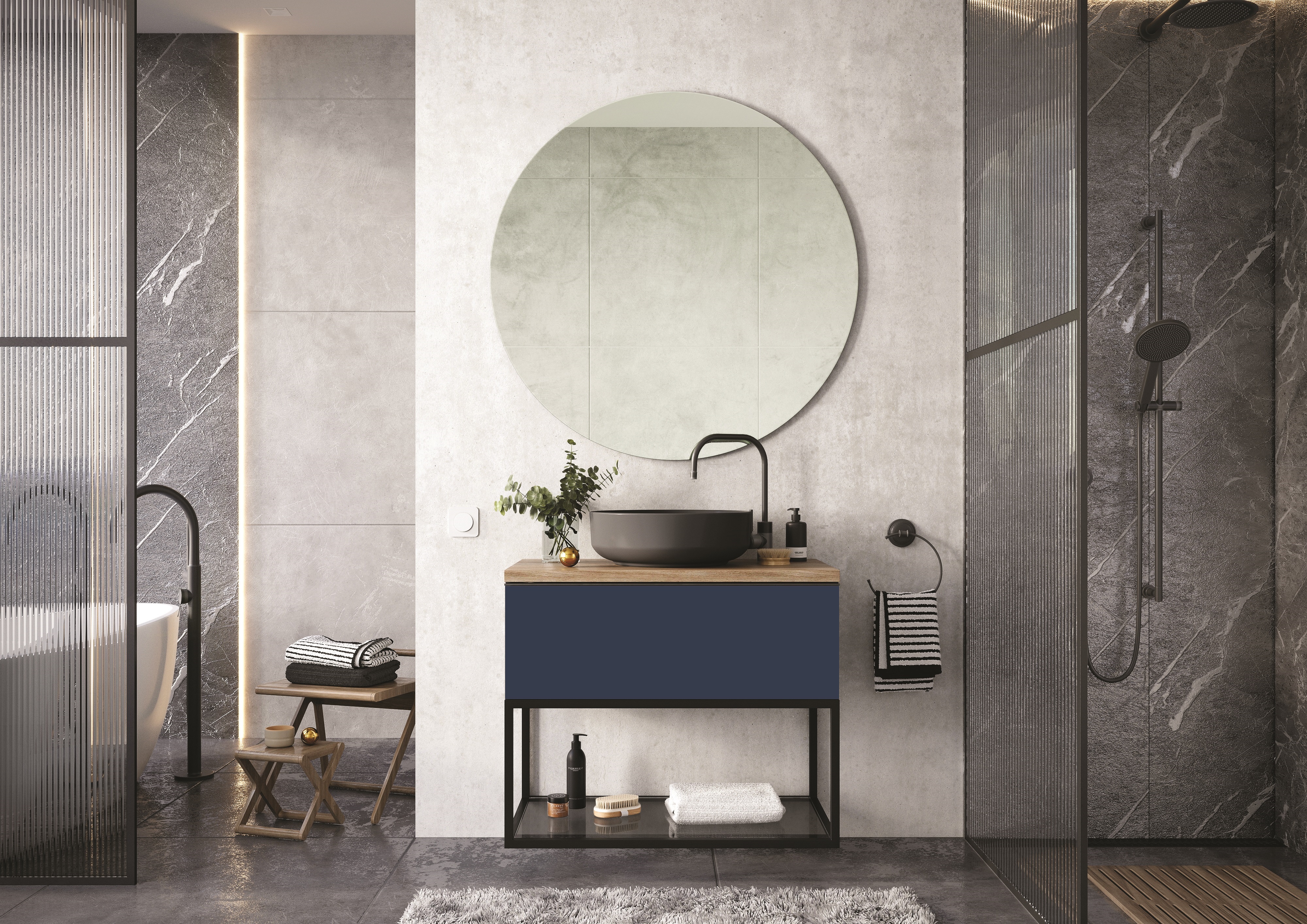 Elita Look szafka 60x44,9x28,1 cm podumywalkowa wisząca navy blue matt RE010603027030