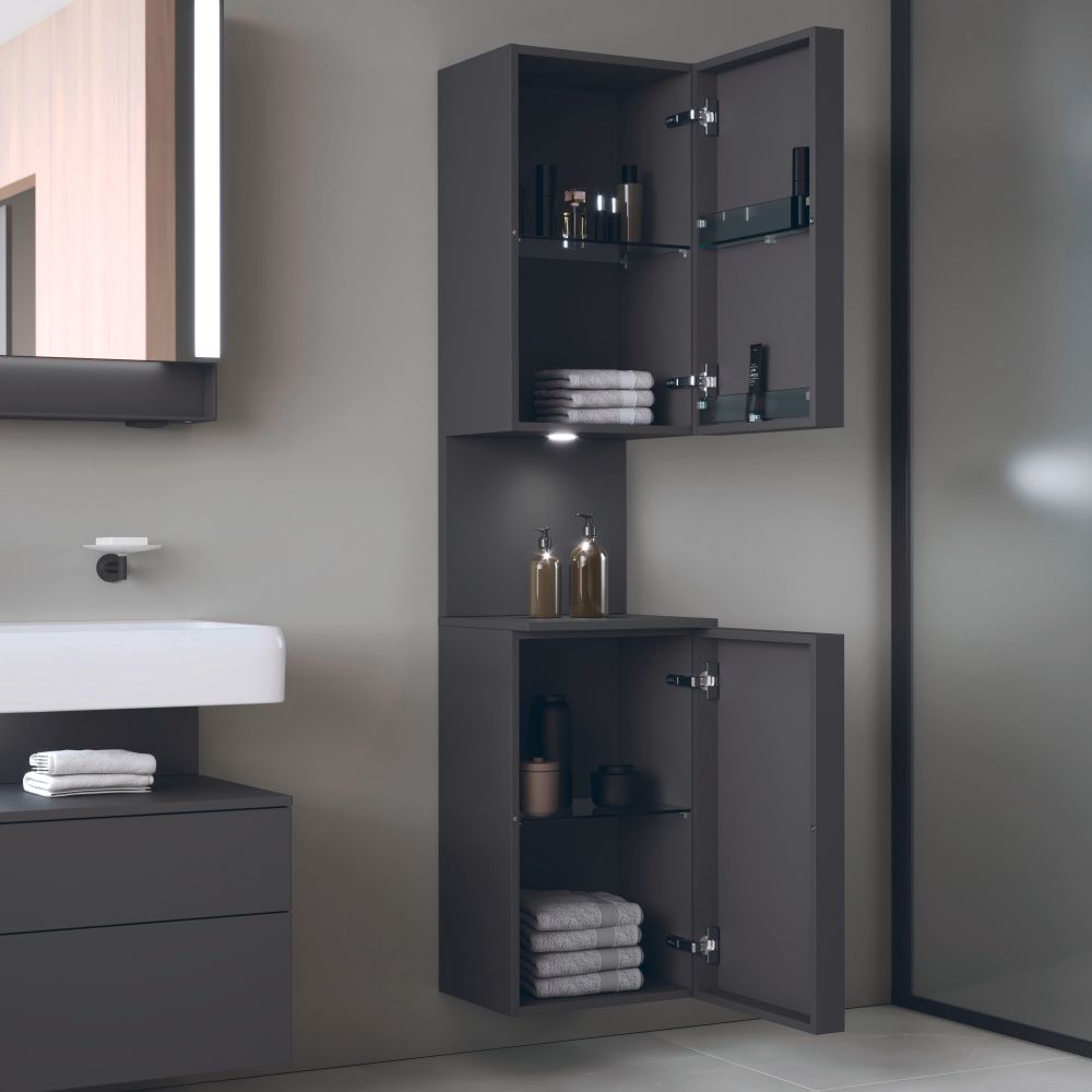 Duravit Qatego szafka boczna 176 cm wysoka wisząca prawa grafitowy mat QA1346R49490010