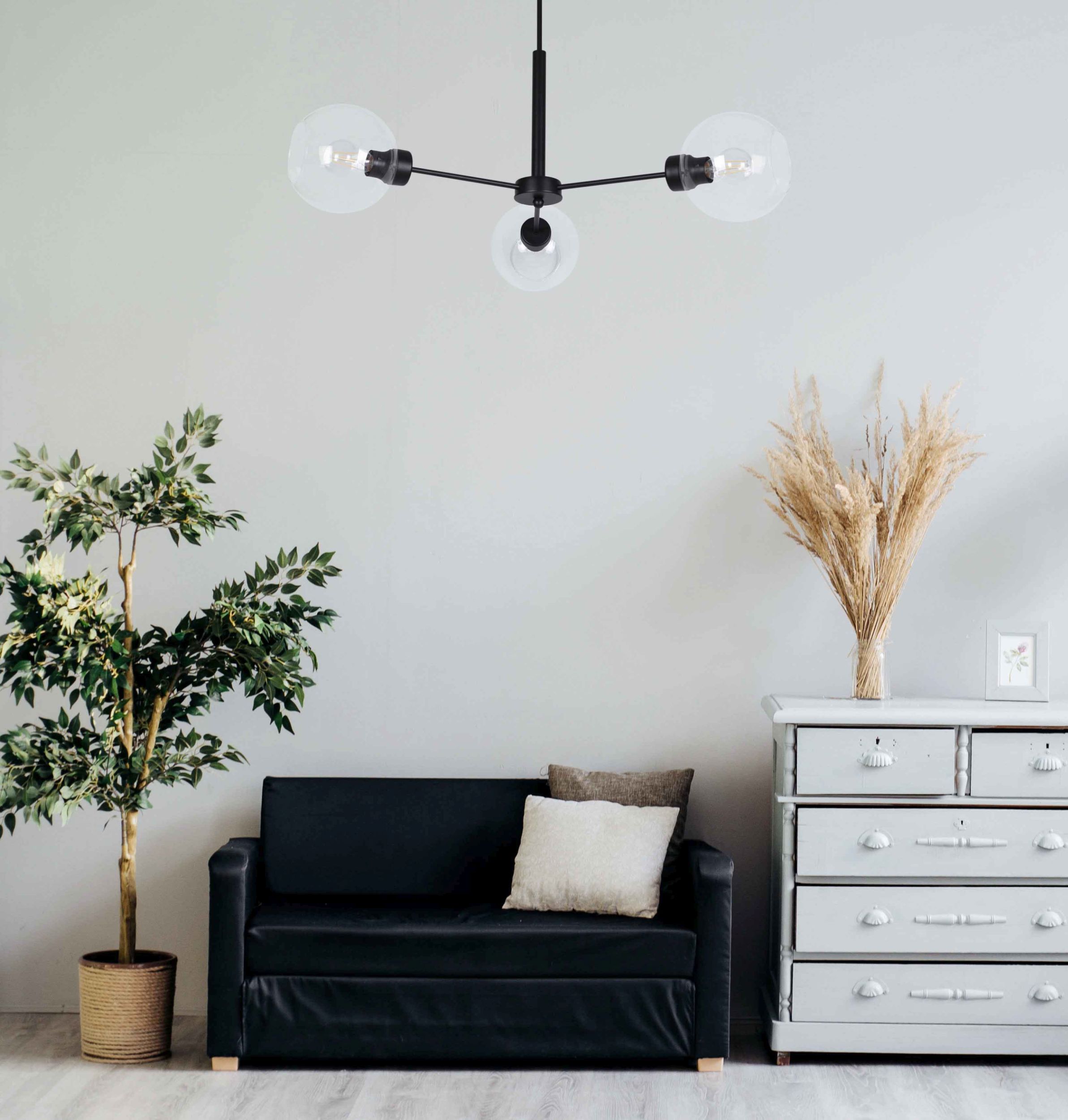 Kaja Lambert lampa podsufitowa 3x60W czarna/przezroczysta K-4856