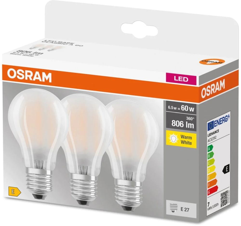 Osram LED Lamps żarówki LED Multipack 3x6 W 2700 K E27