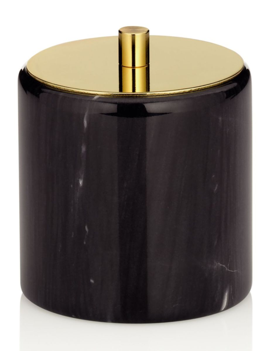 Kela Liron pojemnik na płatki higieniczne czarny/złoty 20015 - Wysyłka w 24h