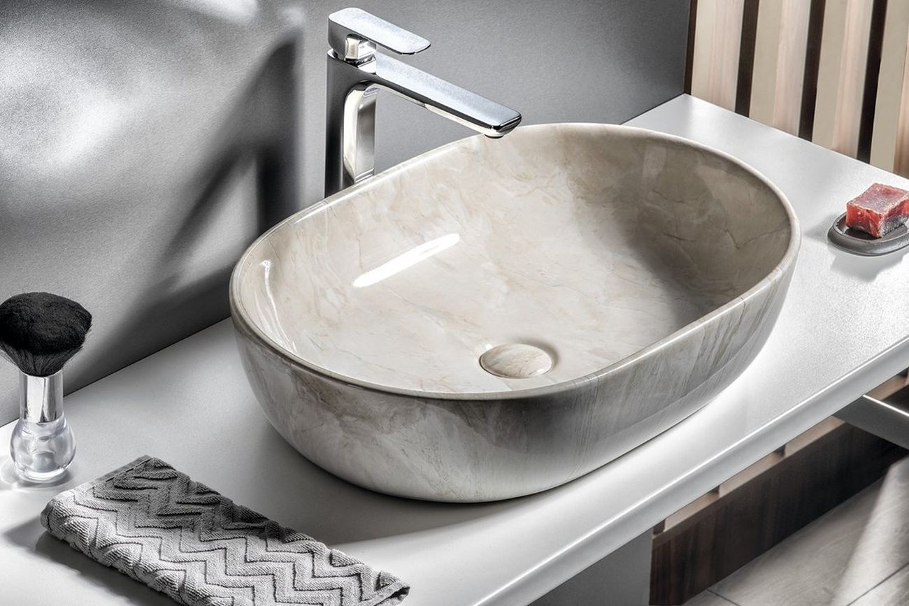 Sapho Dalma umywalka 59x42 cm nablatowa owalna marfil MM427