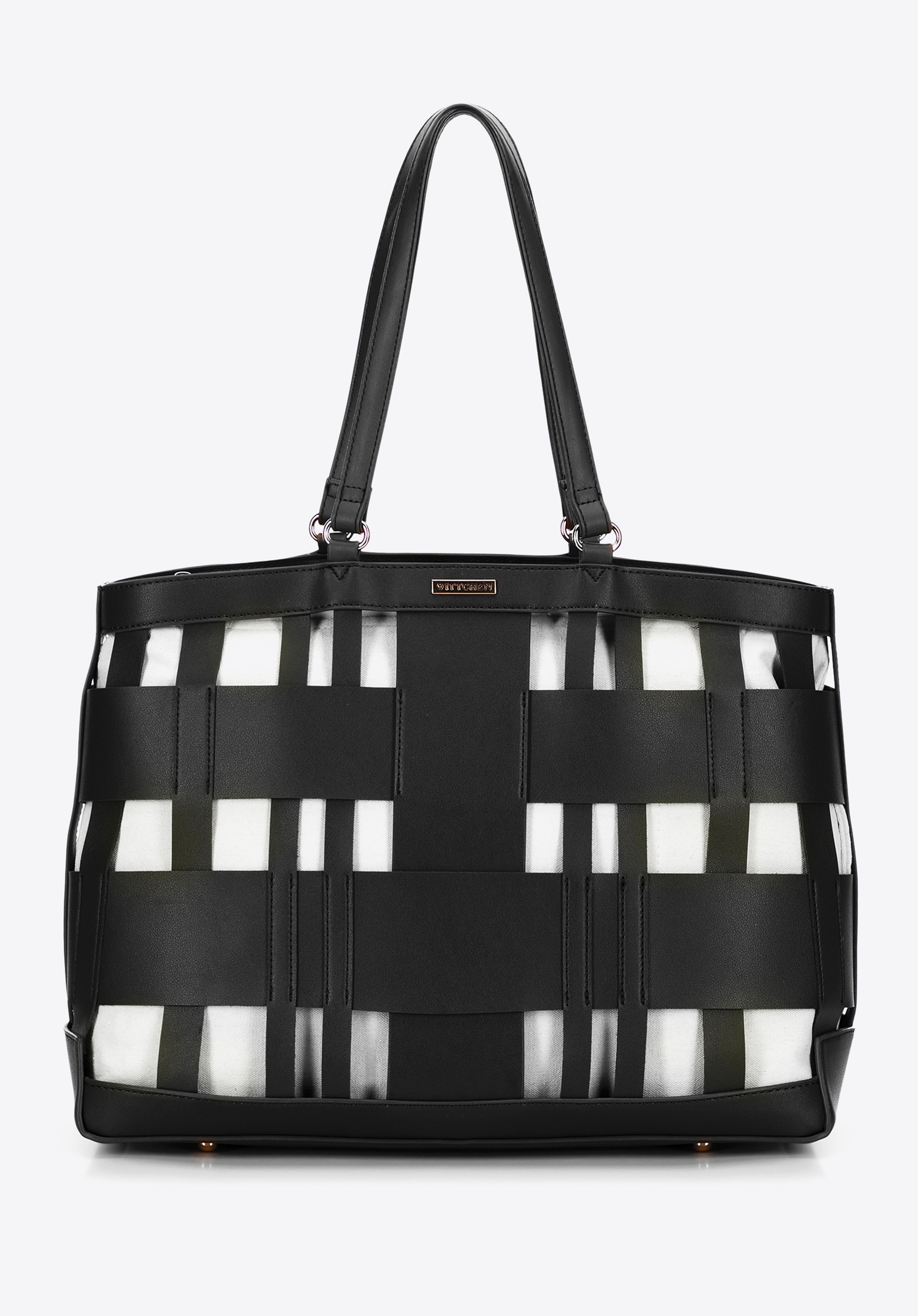 Pleciona shopperka z imitacji skóry czarna