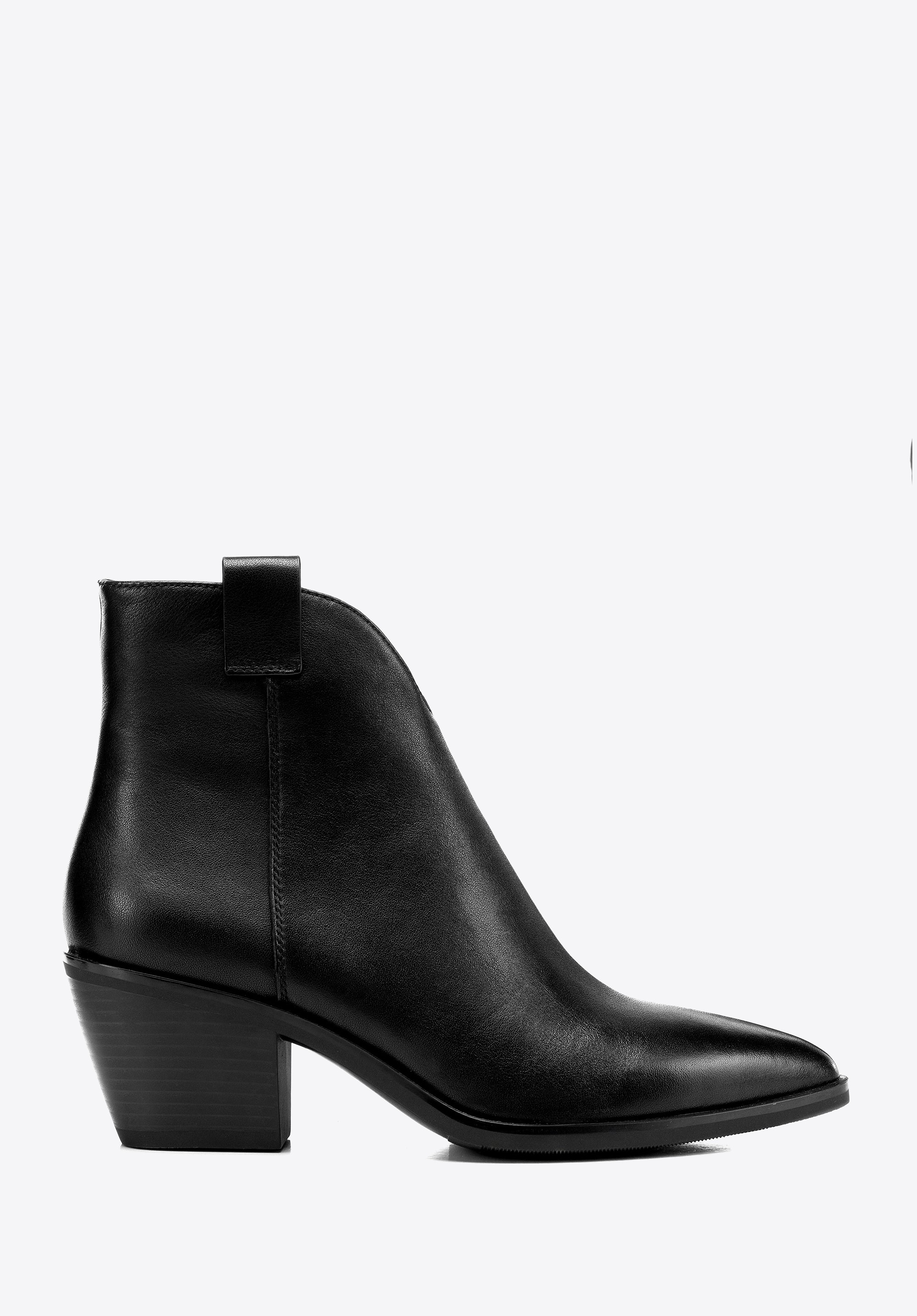 Damskie kowbojki ze skóry naturalnej krótkie czarne