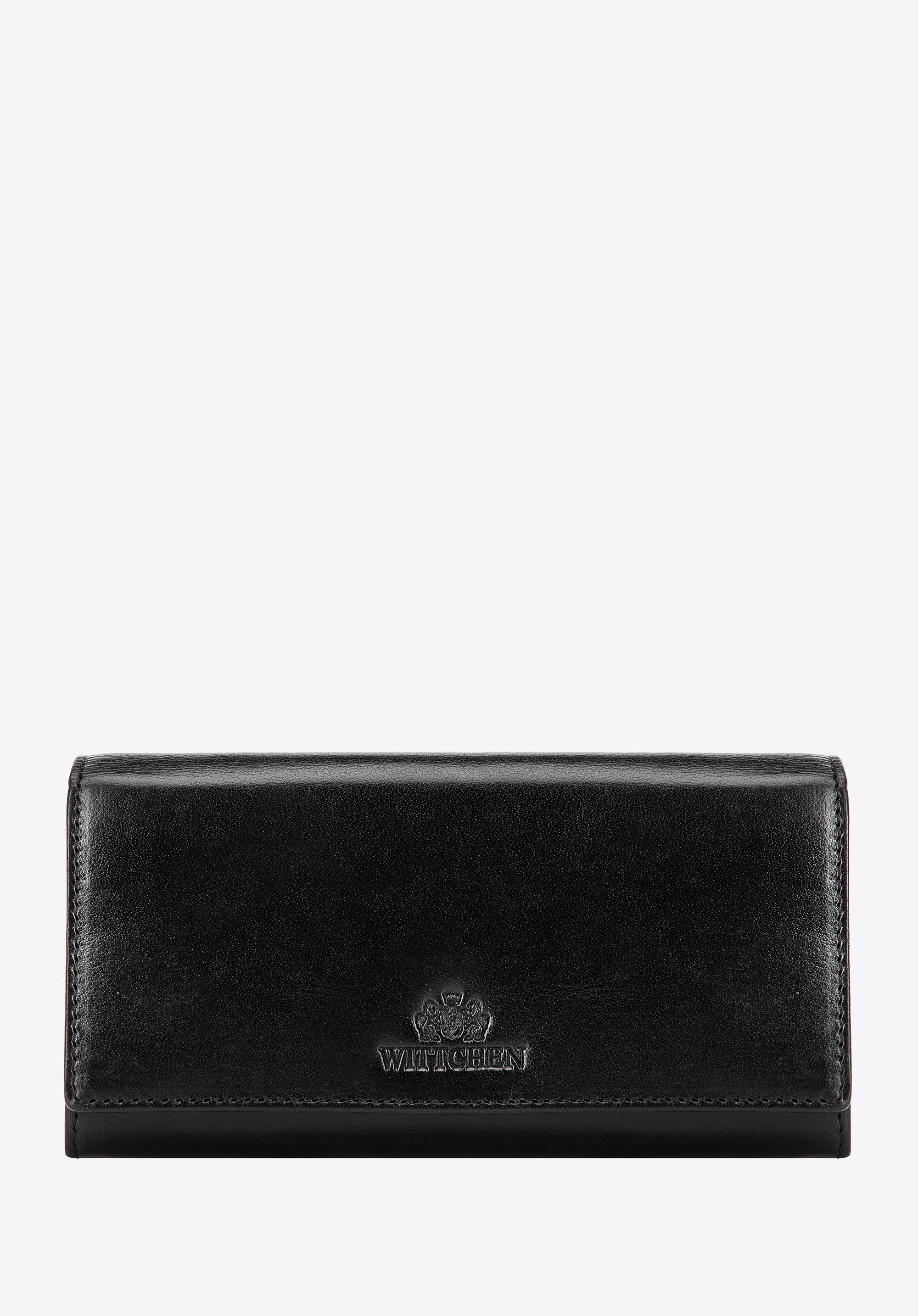Damski portfel skórzany z obszyciem czarny