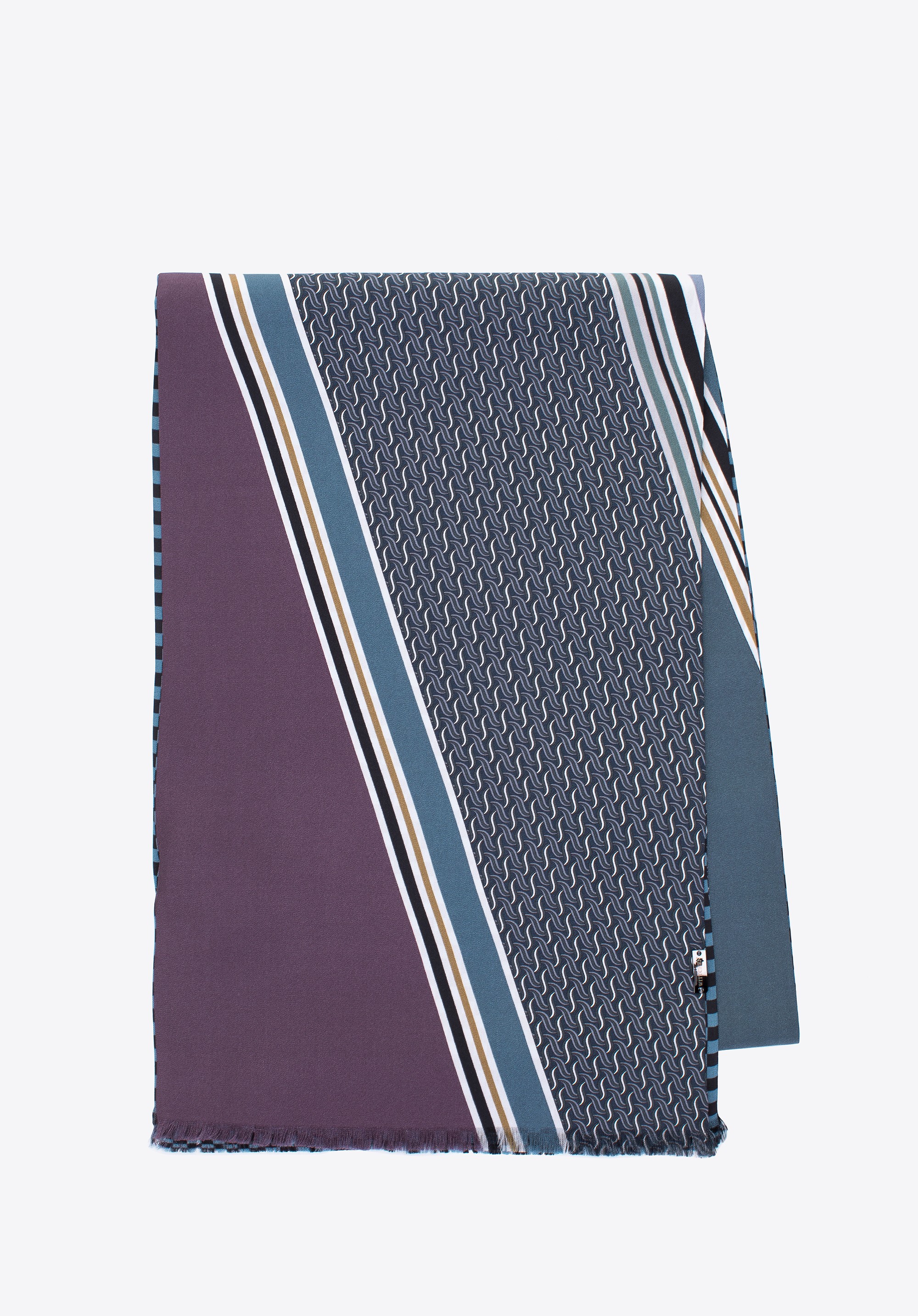 Męski szal z jedwabiu turkusowo-czarny