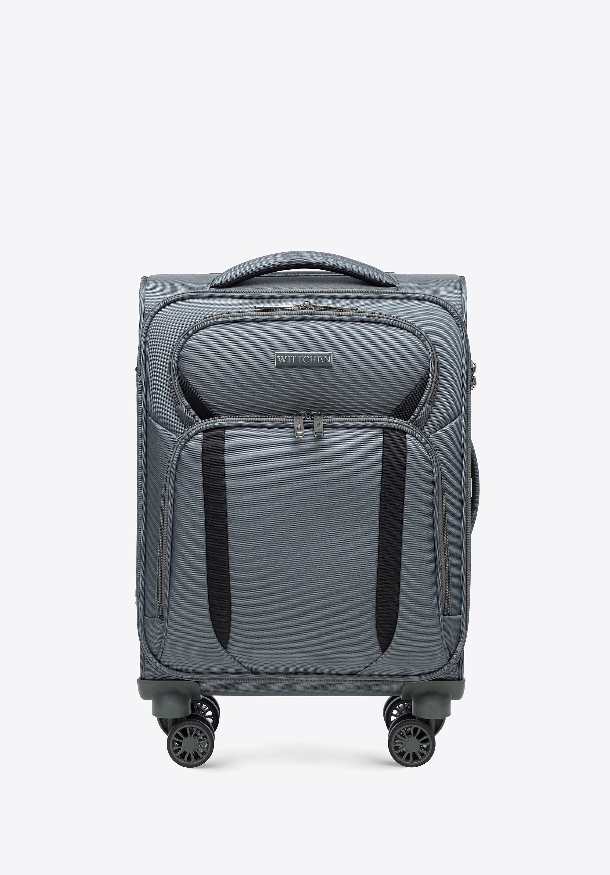 Miękka walizka kabinowa dwukolorowa szaro - czarna