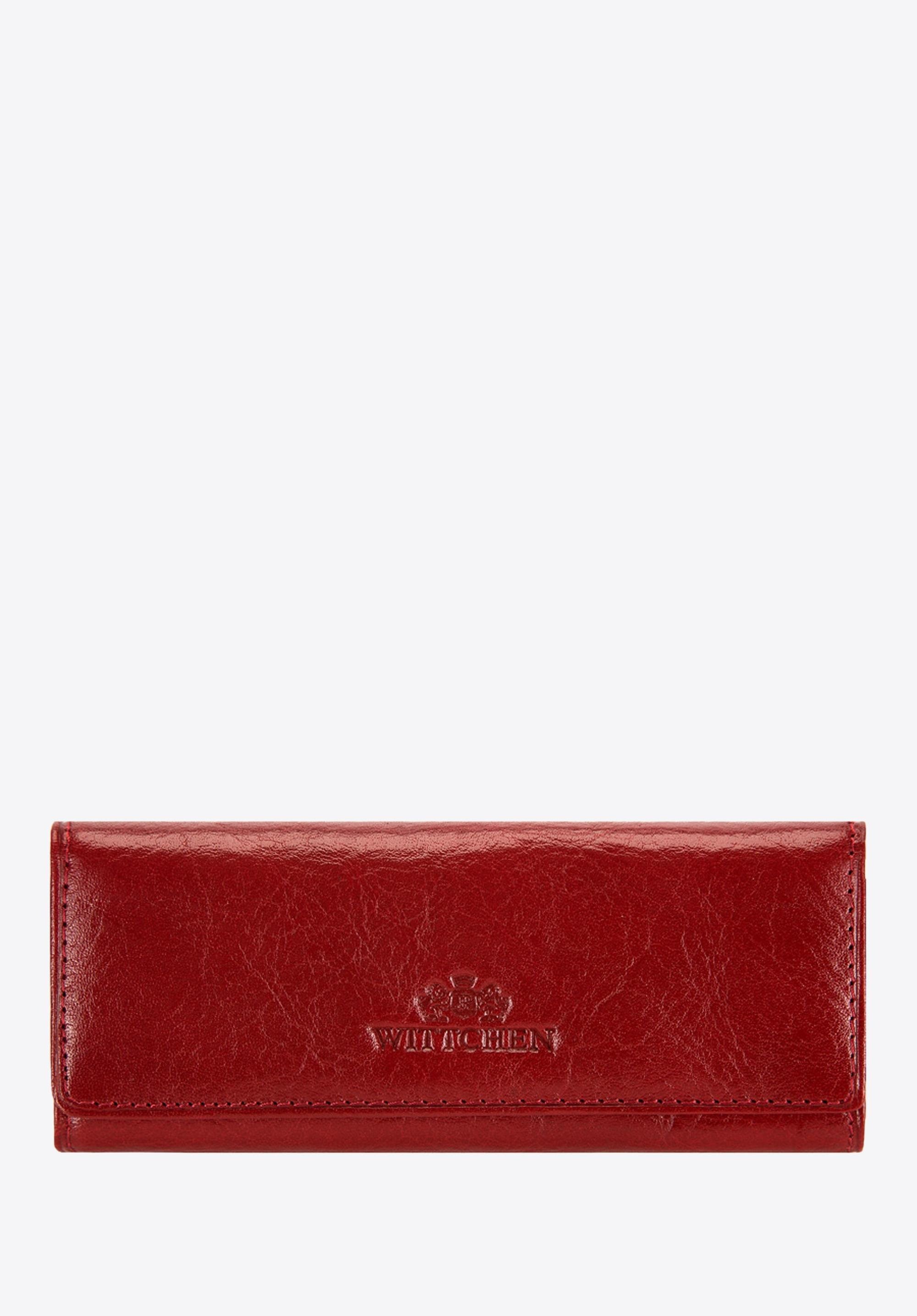 Etui na klucze skórzane na zatrzaski czerwone