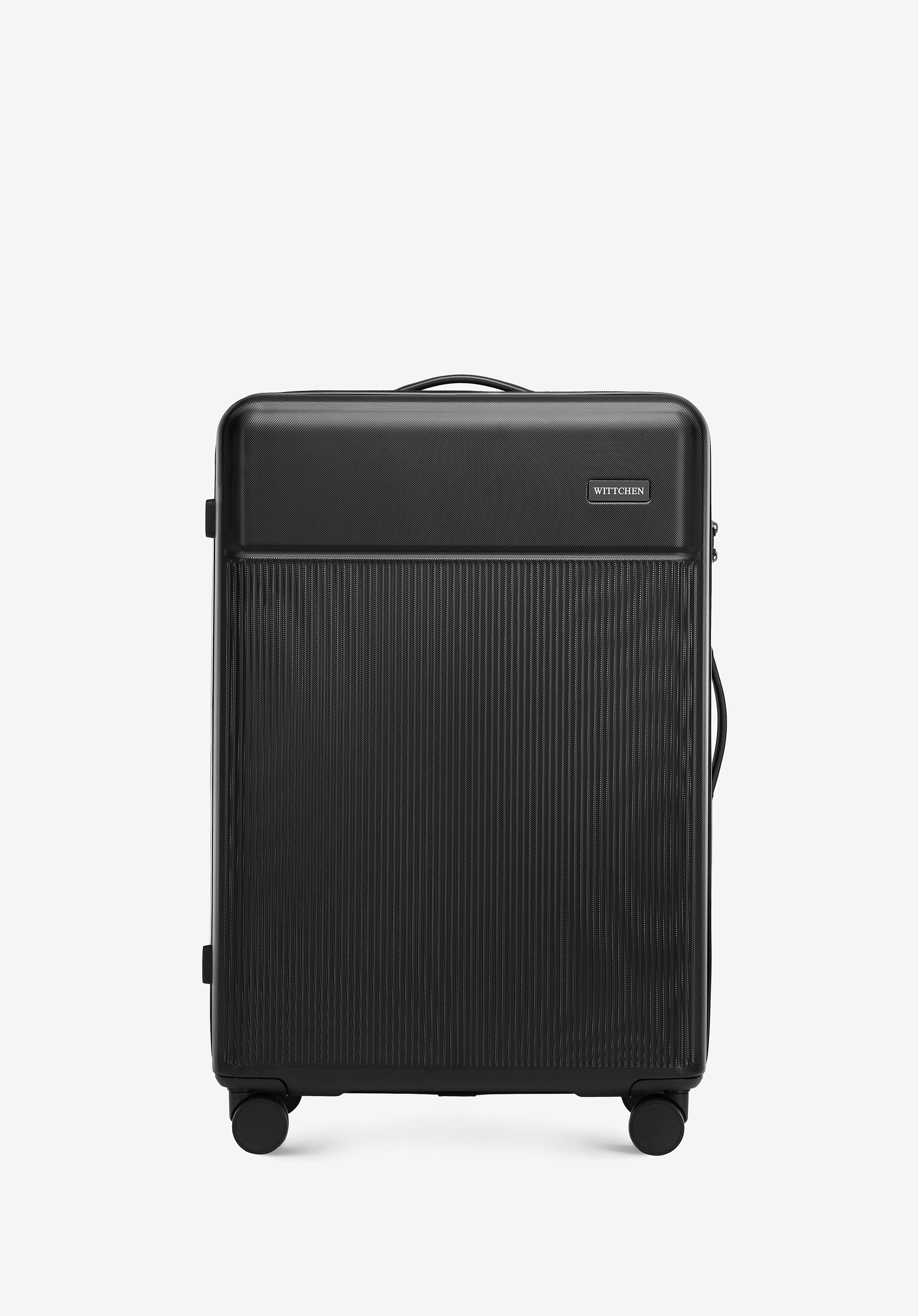 Duża walizka z ABS-u z pionowymi paskami czarna