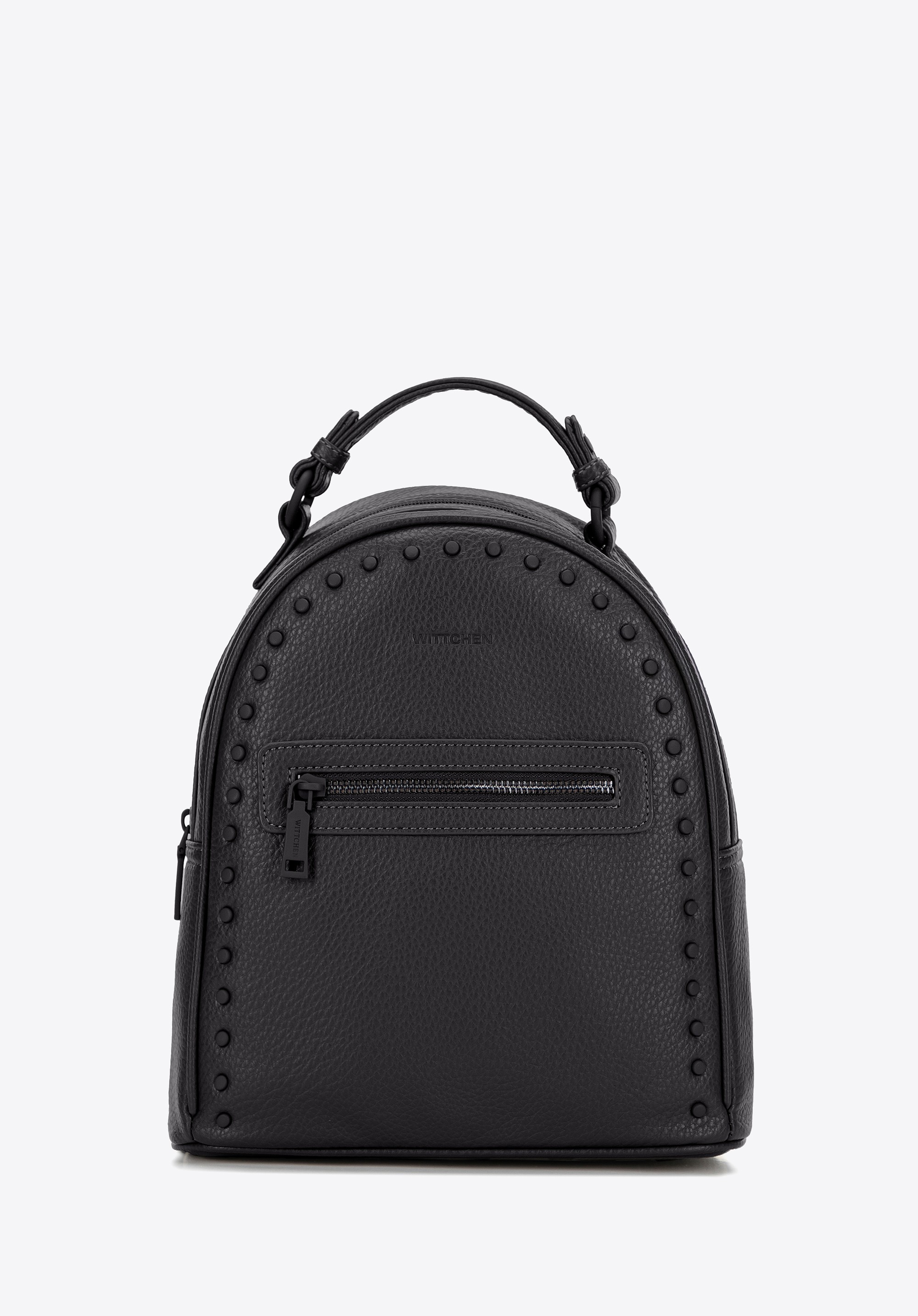 Damski plecak z imitacji skóry z jednolitymi dżetami czarny