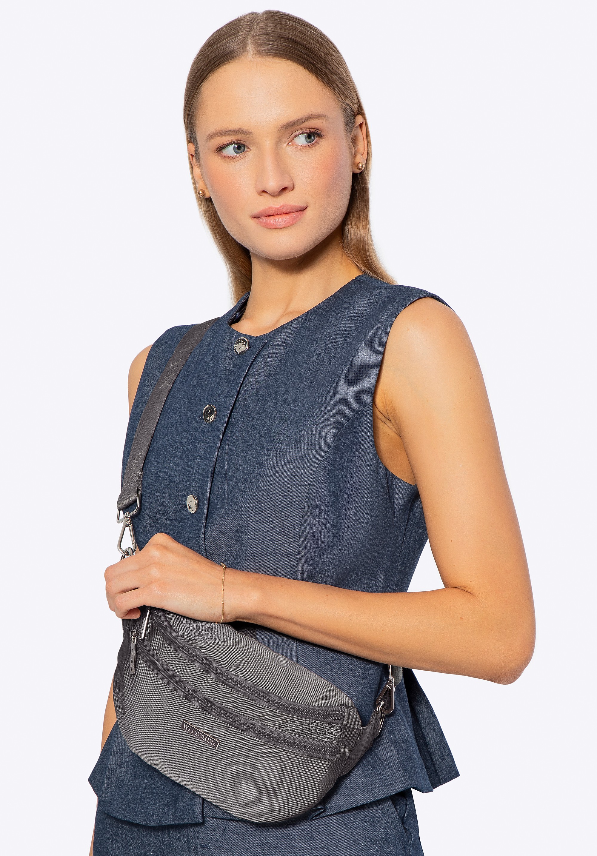 Nerka z poliestru z odpinanym paskiem szara