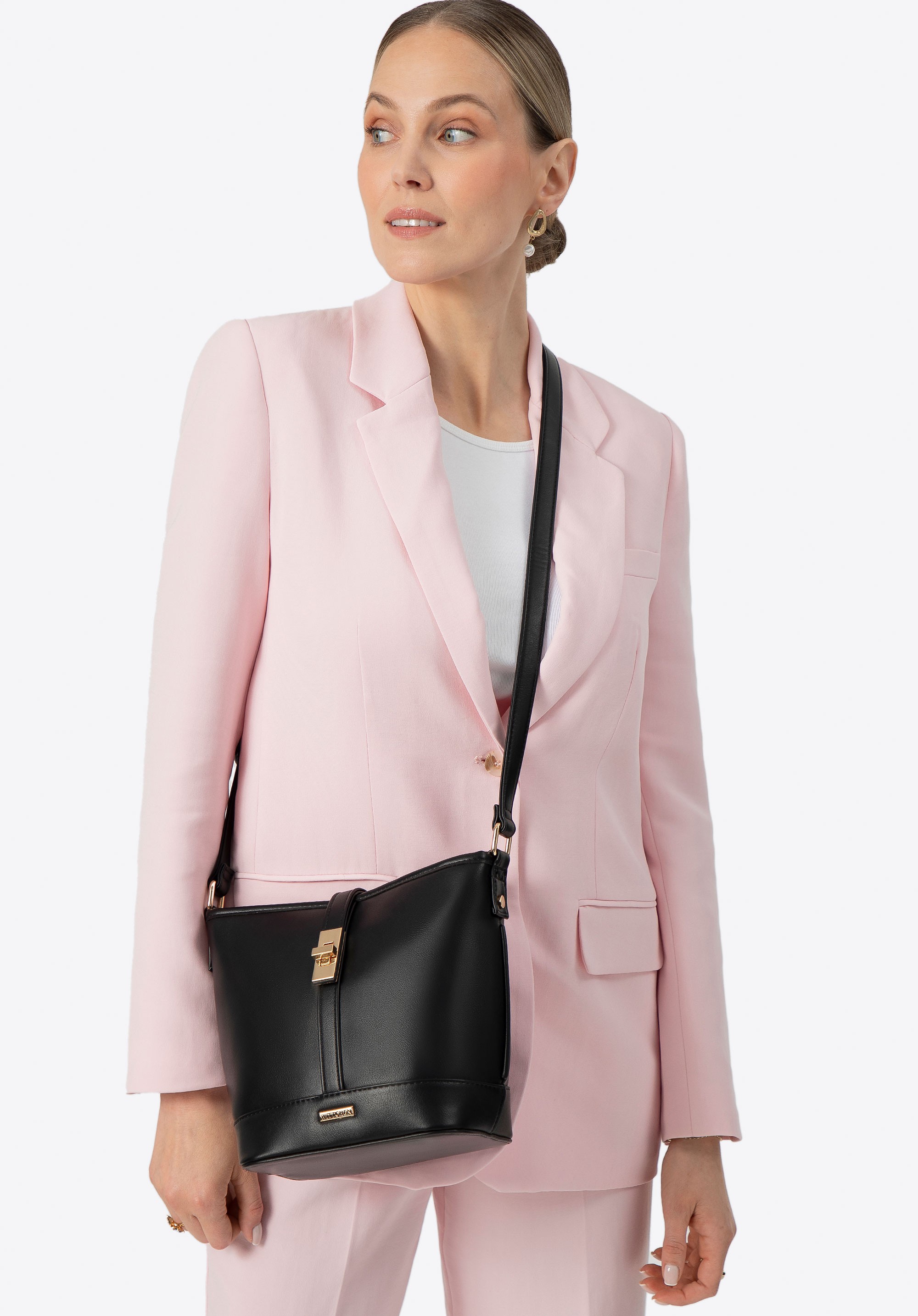 Torebka typu worek z imitacji skóry czarna