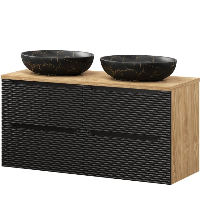 COMAD Zestaw mebli OCEAN BLACK 2 szafki z blatem 120 cm, 2 umywalki M