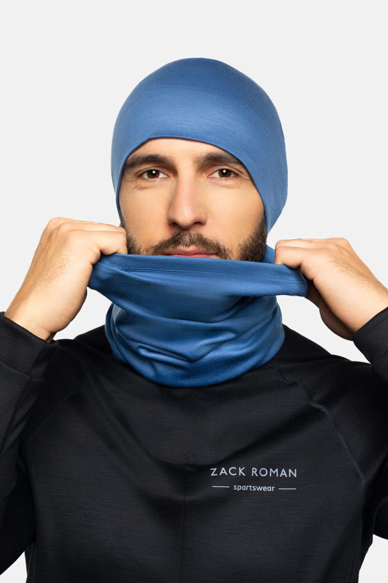 Komin sportowy Extra Warm Expedition z wełny merino, błękitny, 283 gr