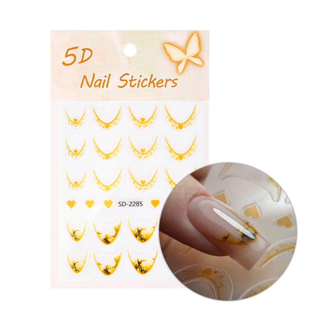 Naklejki samoprzylepne na paznokcie 5D/ French/ Francuska linia uśmiechu 20szt orange SD-2285