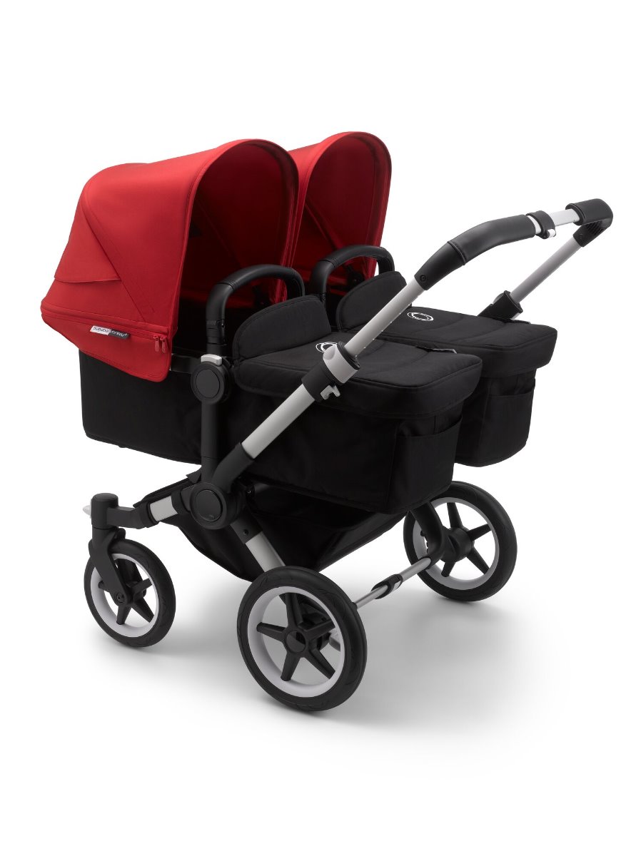 Bugaboo, Donkey3 Twin - wózek głęboko-spacerowy dla bliźniąt-Alu -Black-Red