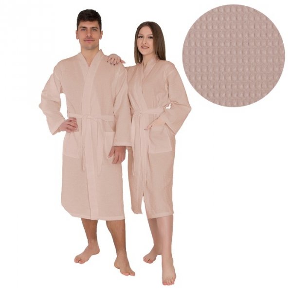 Szlafrok WAFFLE rozmiar XL kolor - beżowy