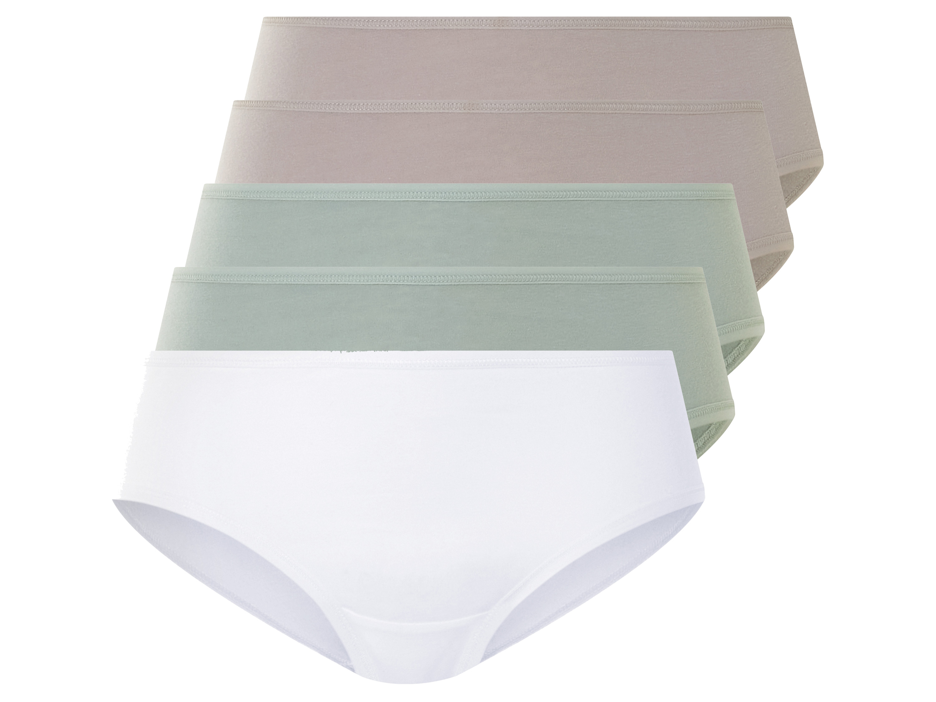 esmara Majtki hipstery damskie z bawełną, 5 par Szary/miętowy/biały, S36/38