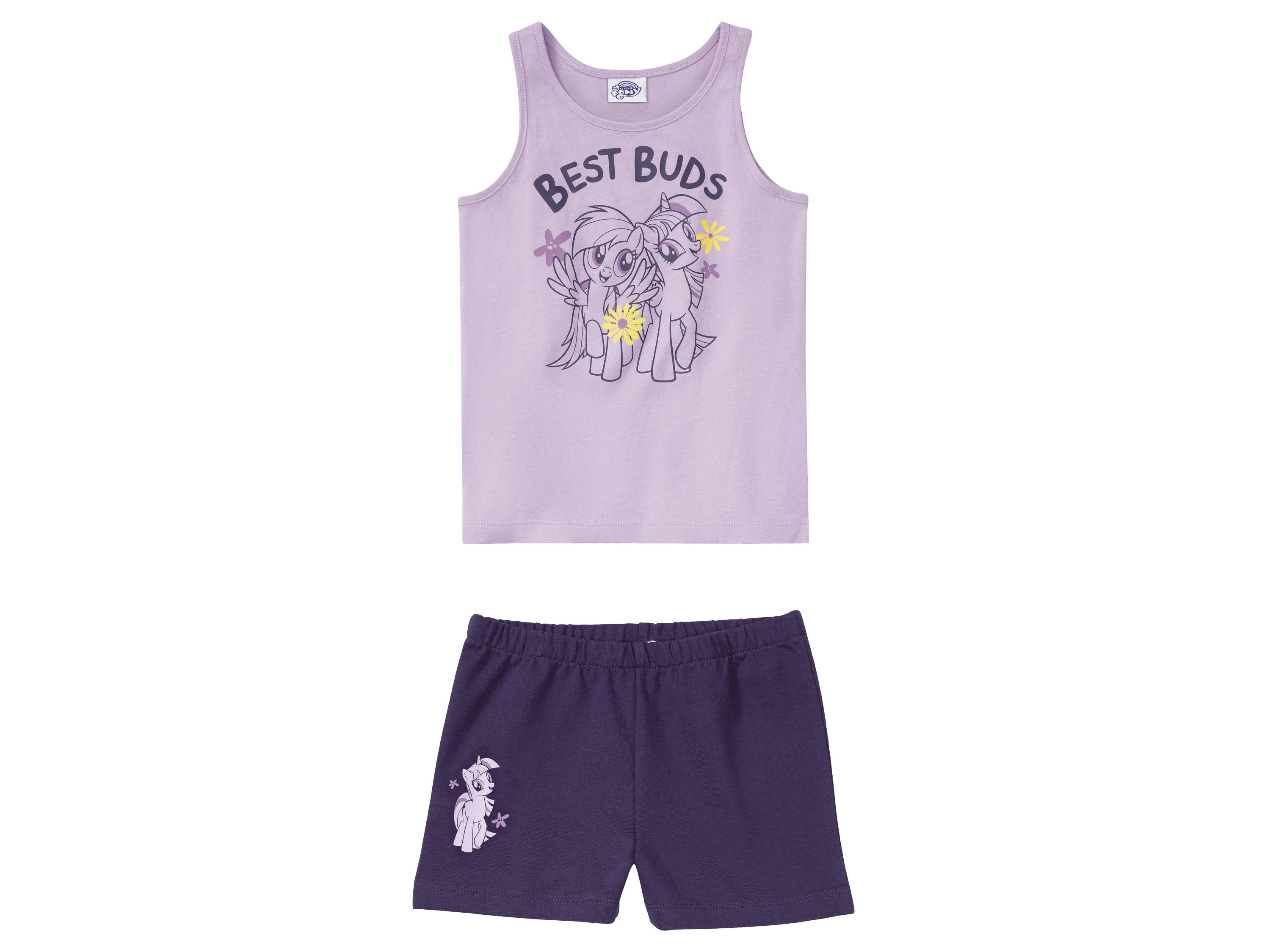 Komplet dziewczęcy z bawełną koszulka + spodenki 110/116, fioletowy/fioletowy