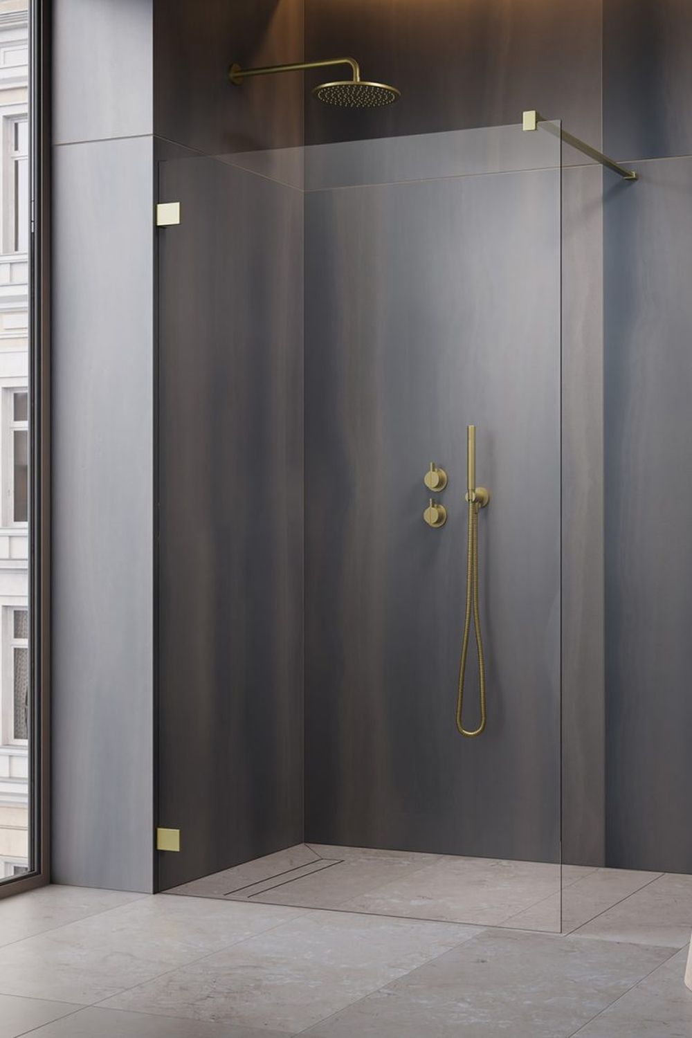 Darmowa Dostawa - Ścianka prysznicowa 60 cm Radaway Essenza Pro Brushed Gold Walk-In 101030609901