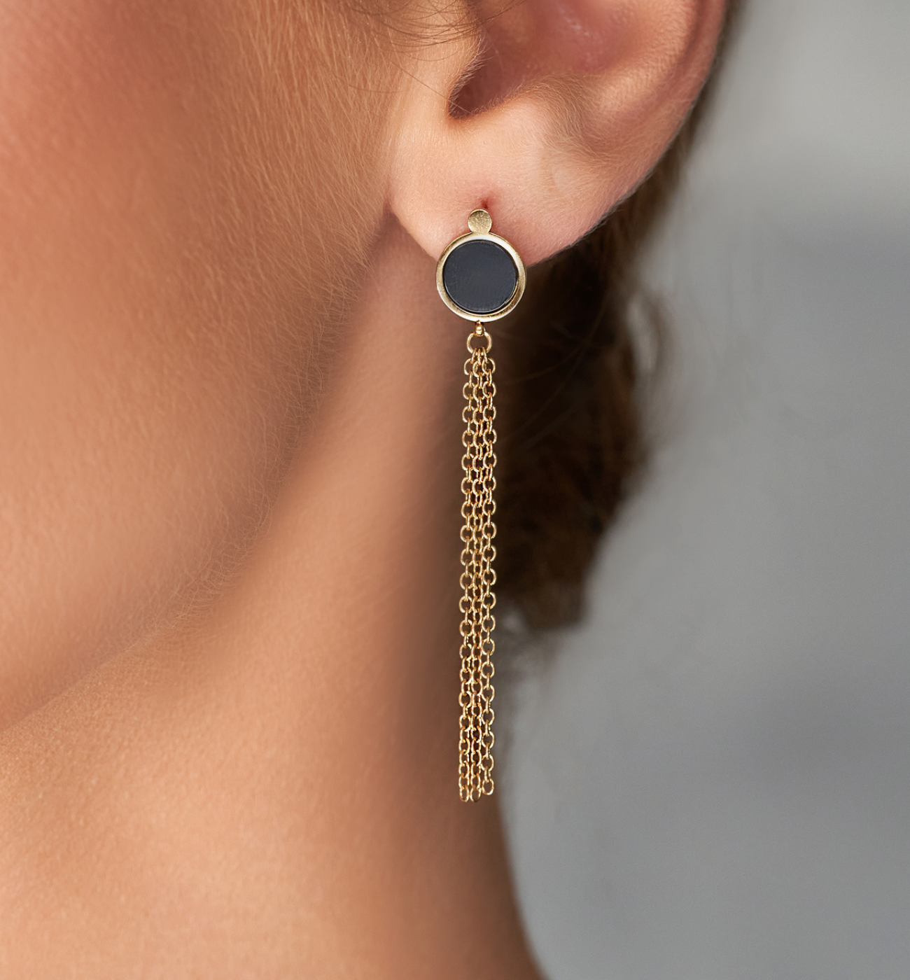 Kolczyki złote Black Circle KSA0677