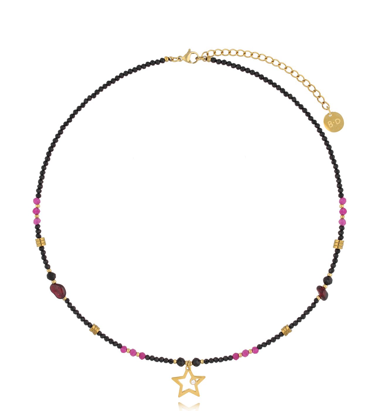 Naszyjnik z granatami i turmalinami Pink Star NTW1060