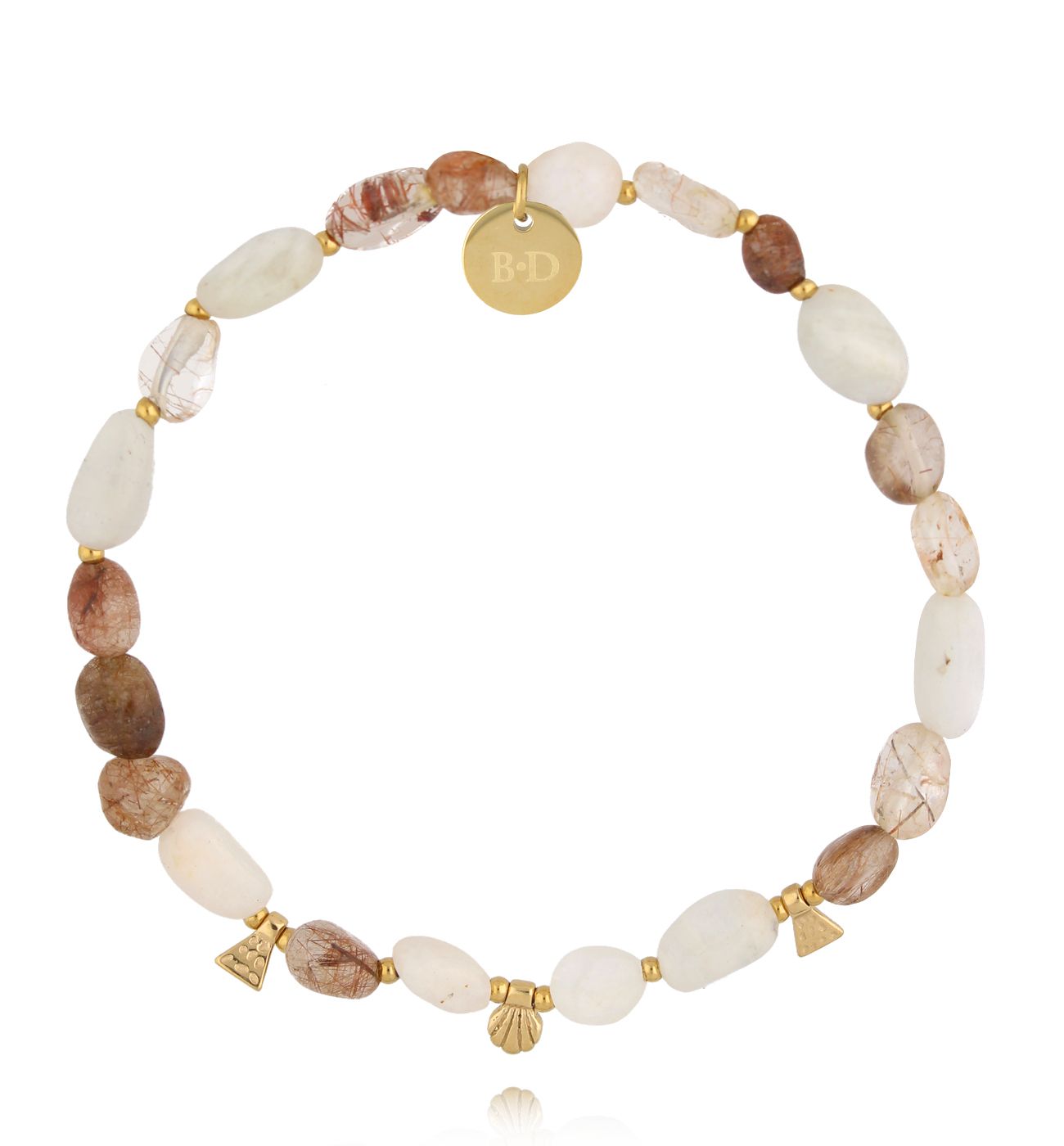 Bransoletka z nieregularnymi kamieniami i drobnymi złotymi zawieszkami BMMH4022