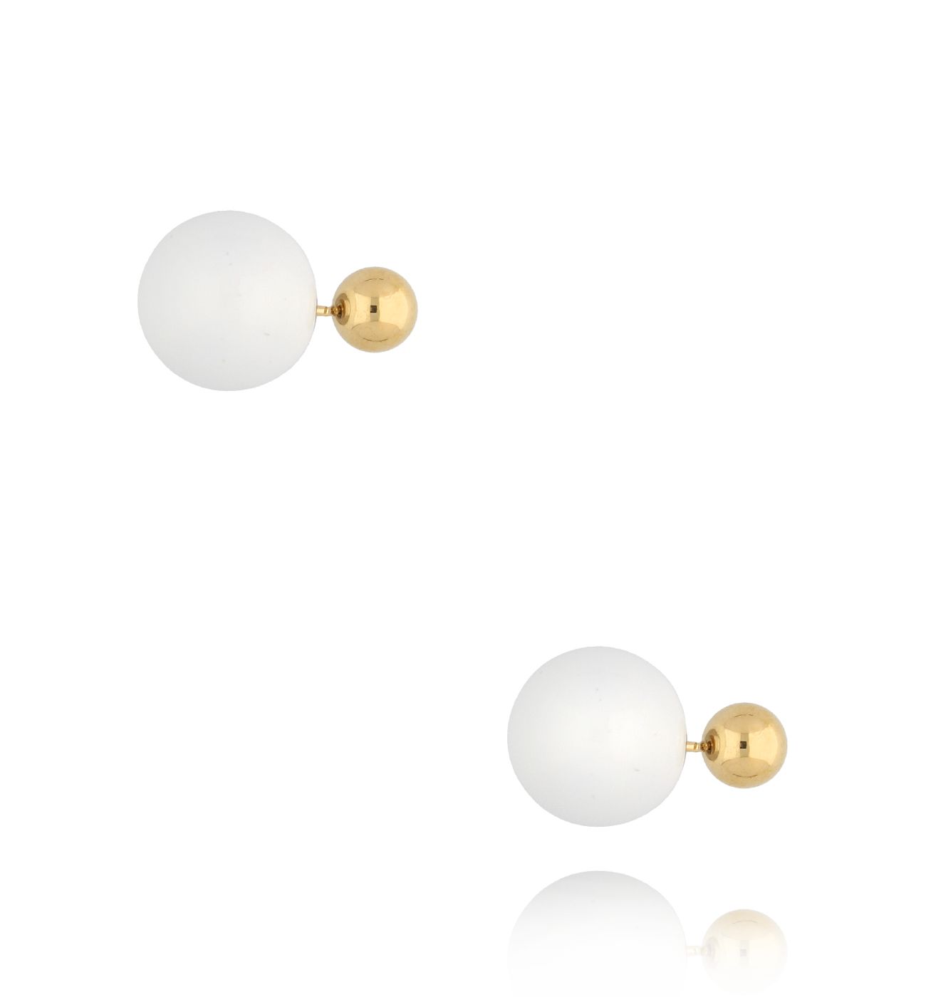 Kolczyki złote kulki z białą emalią Balls KSA1496