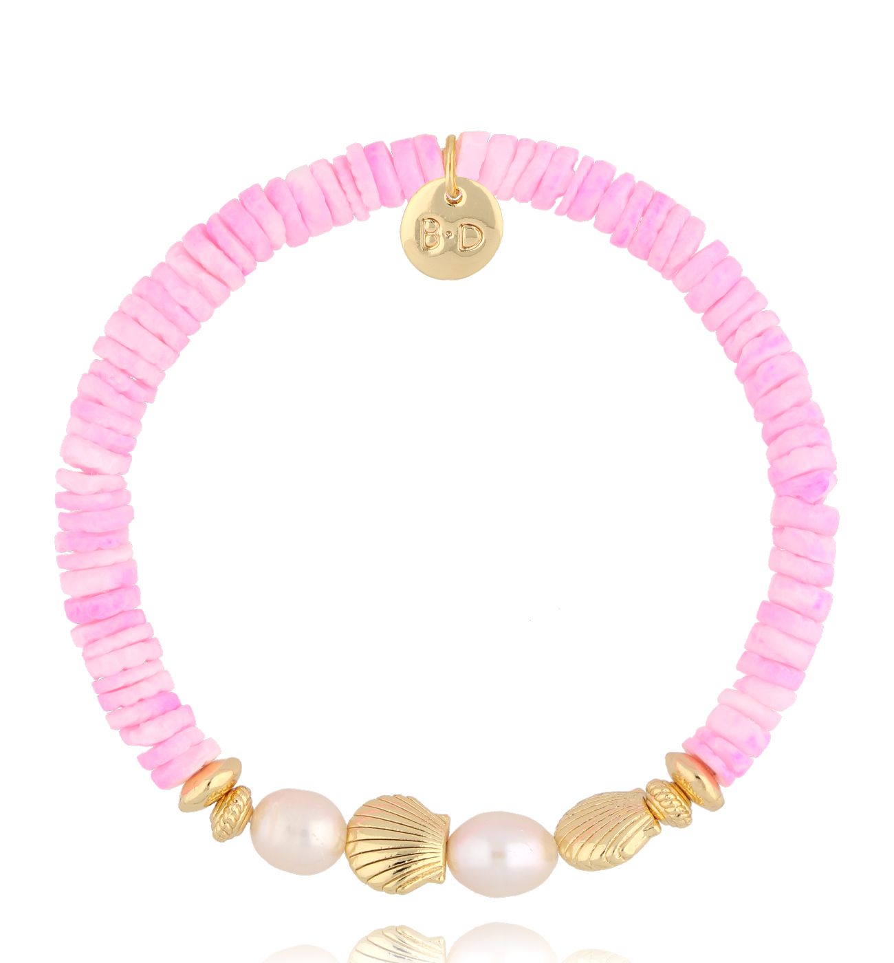 Bransoletka z fuksjowymi muszlami i perłami Pearl and Shell BSH0134