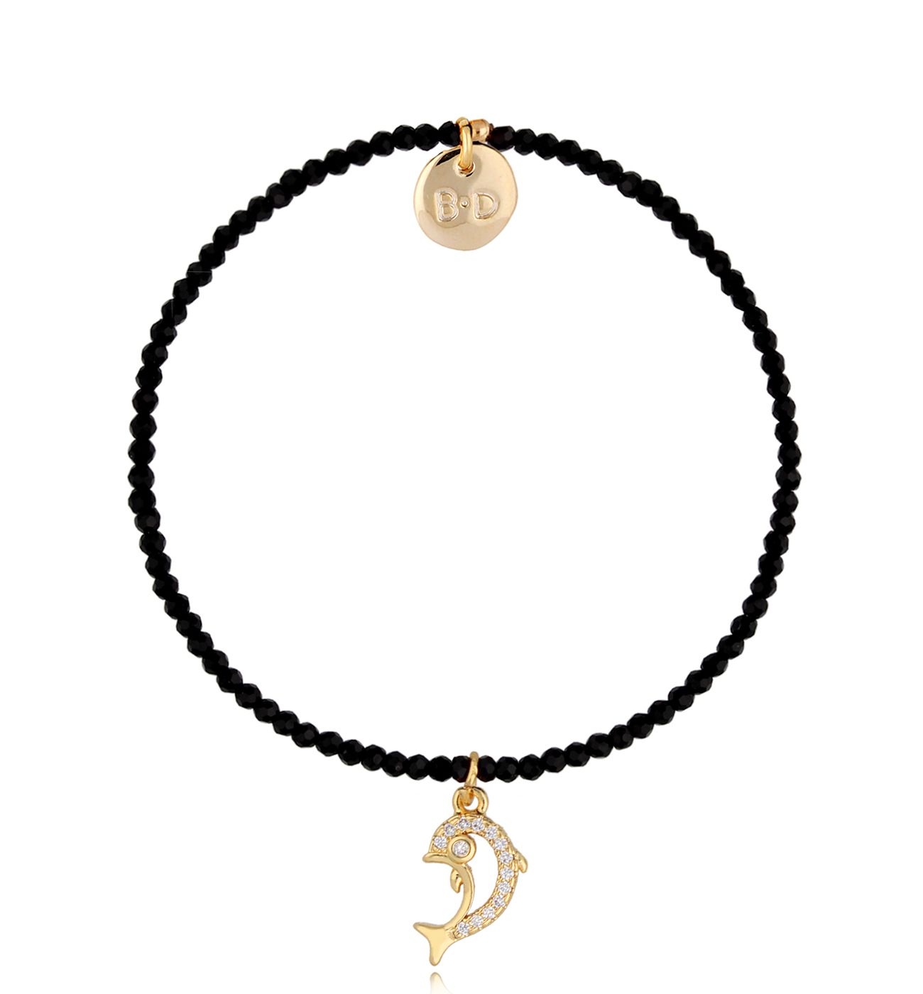 Bransoletka czarna z delfinem Aya - By Dziubeka