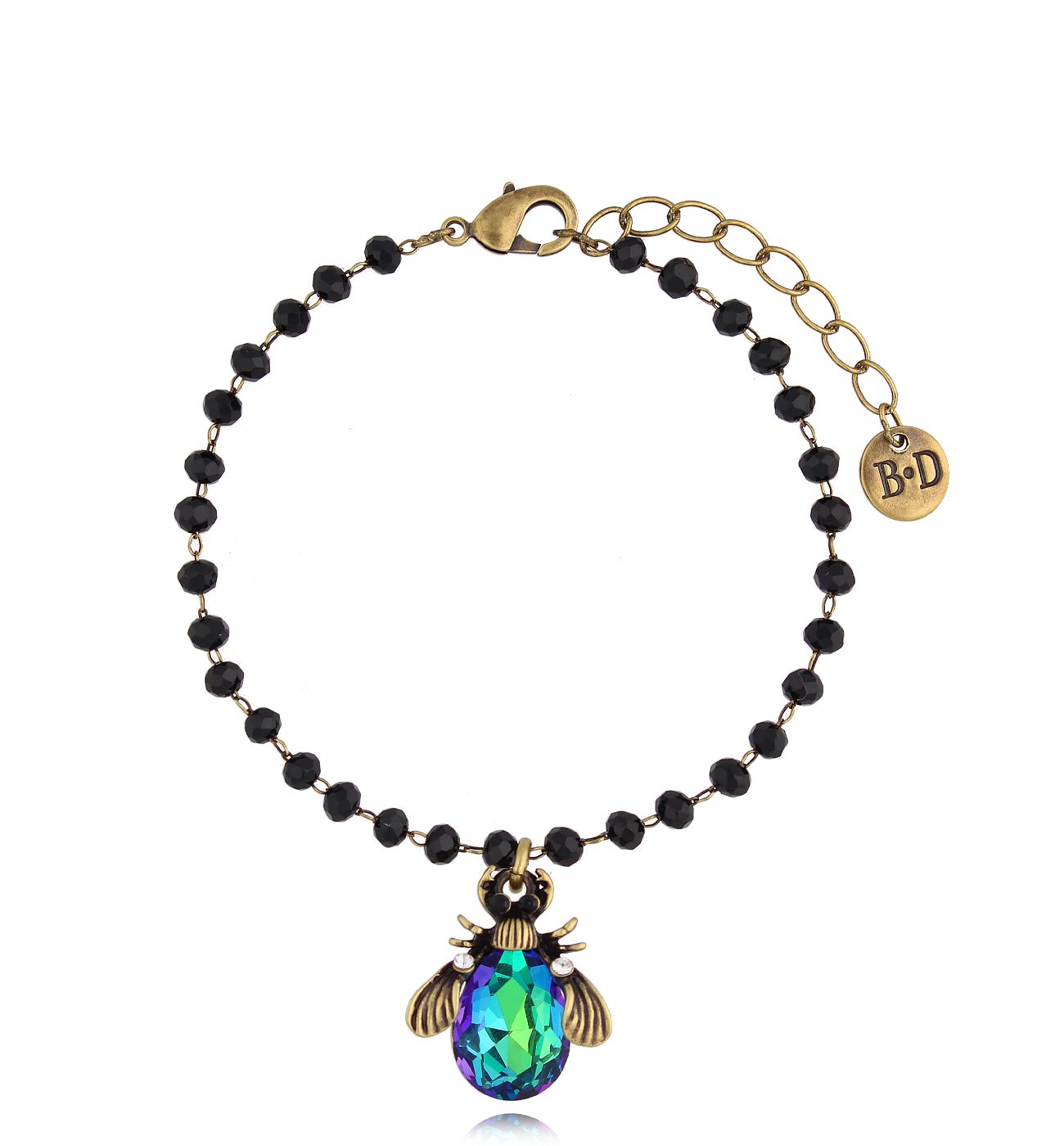 Bransoletka z zielono niebieskim owadem Midnight - By Dziubeka