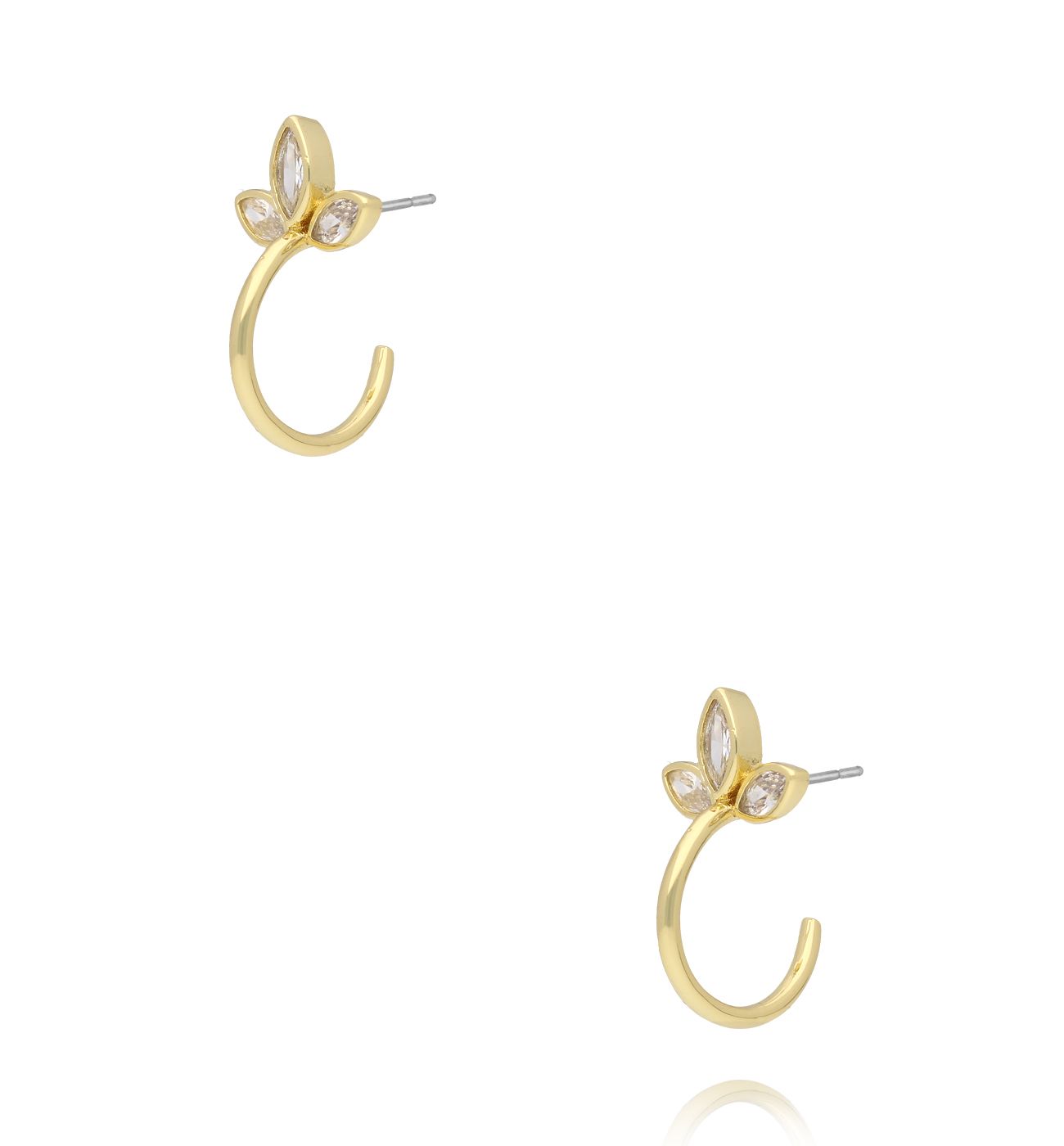 Kolczyki w formie półkola z liśćmi z cyrkonii KSS2146